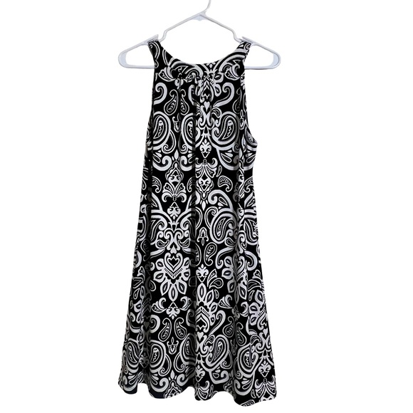 Apt. 9 Woman’s Black & White Patterned Midi Dress With Beaded Halter Neckline - Picture 2 of 6